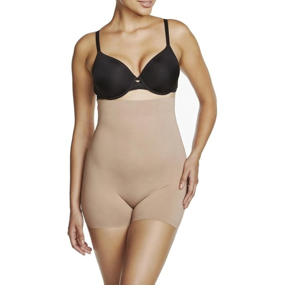 Naomi & Nicole Shapewear Hi Waist Boyshort Firm Control Size Medium Beige Stucco